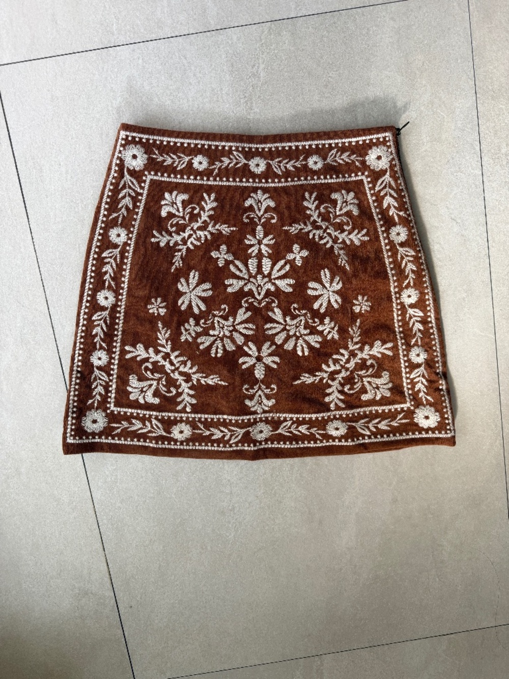 Love Wednesday Embroidered Mini Skirt Cord - Size S